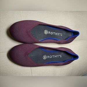 Rothy's The Round Toe Ballet Flats Slip On Knit Purple Shoes US7